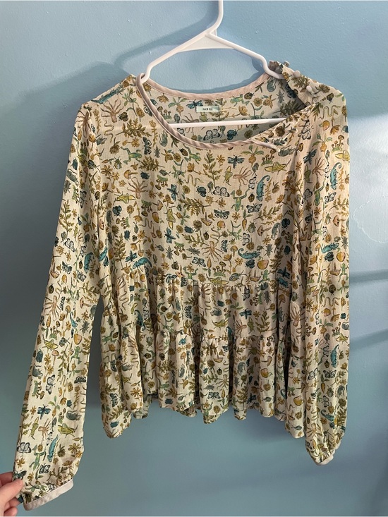 Kimchi Blue Tops - Long-Sleeve Nature Patter Sheet Babydoll Top
